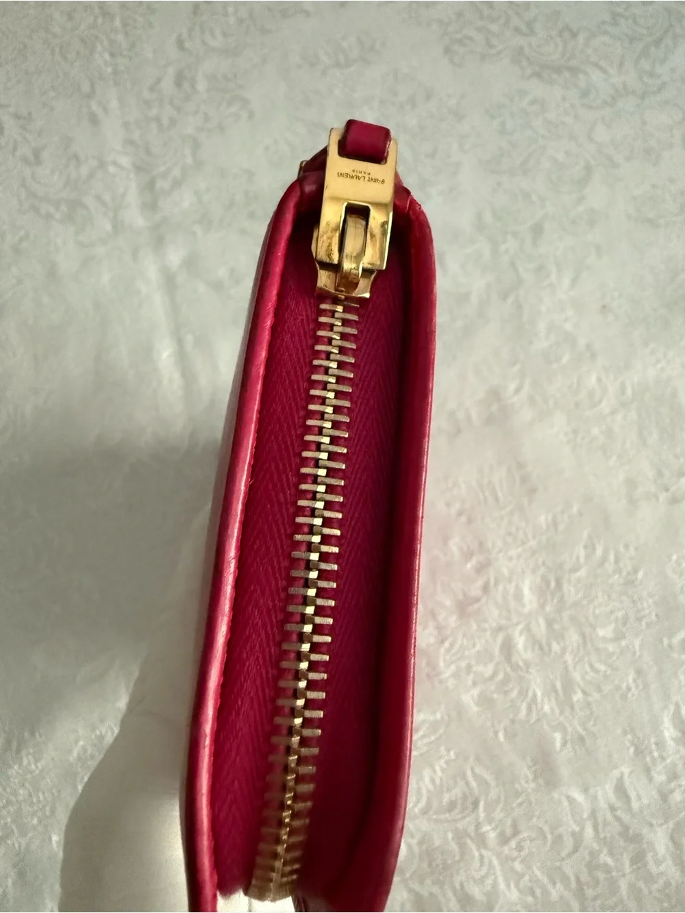 Saint Laurent Pink Leather Zip Wallet with Gold Hardware - Picture 11 of 17